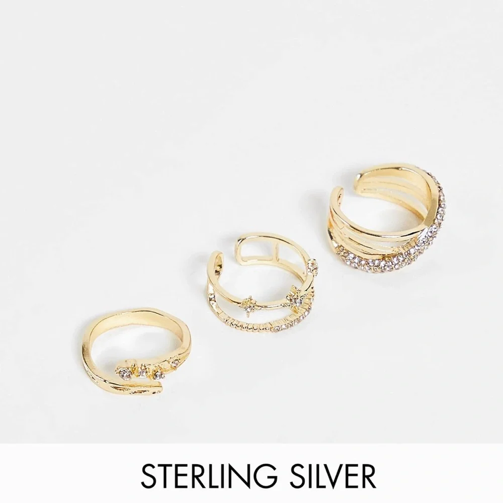 Ashiana 3pc rings in gold with gem